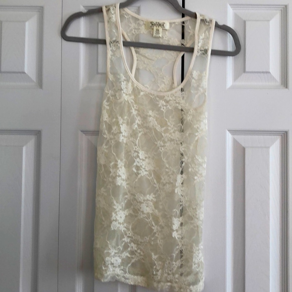 Cream Racerback Lace Tank